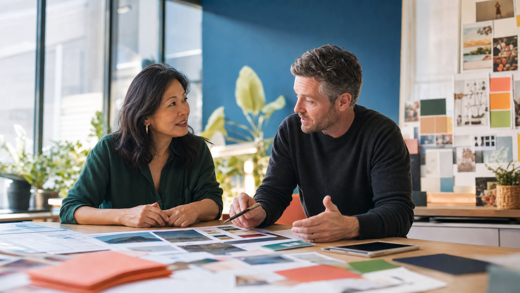 A planning team discussing campaign direction