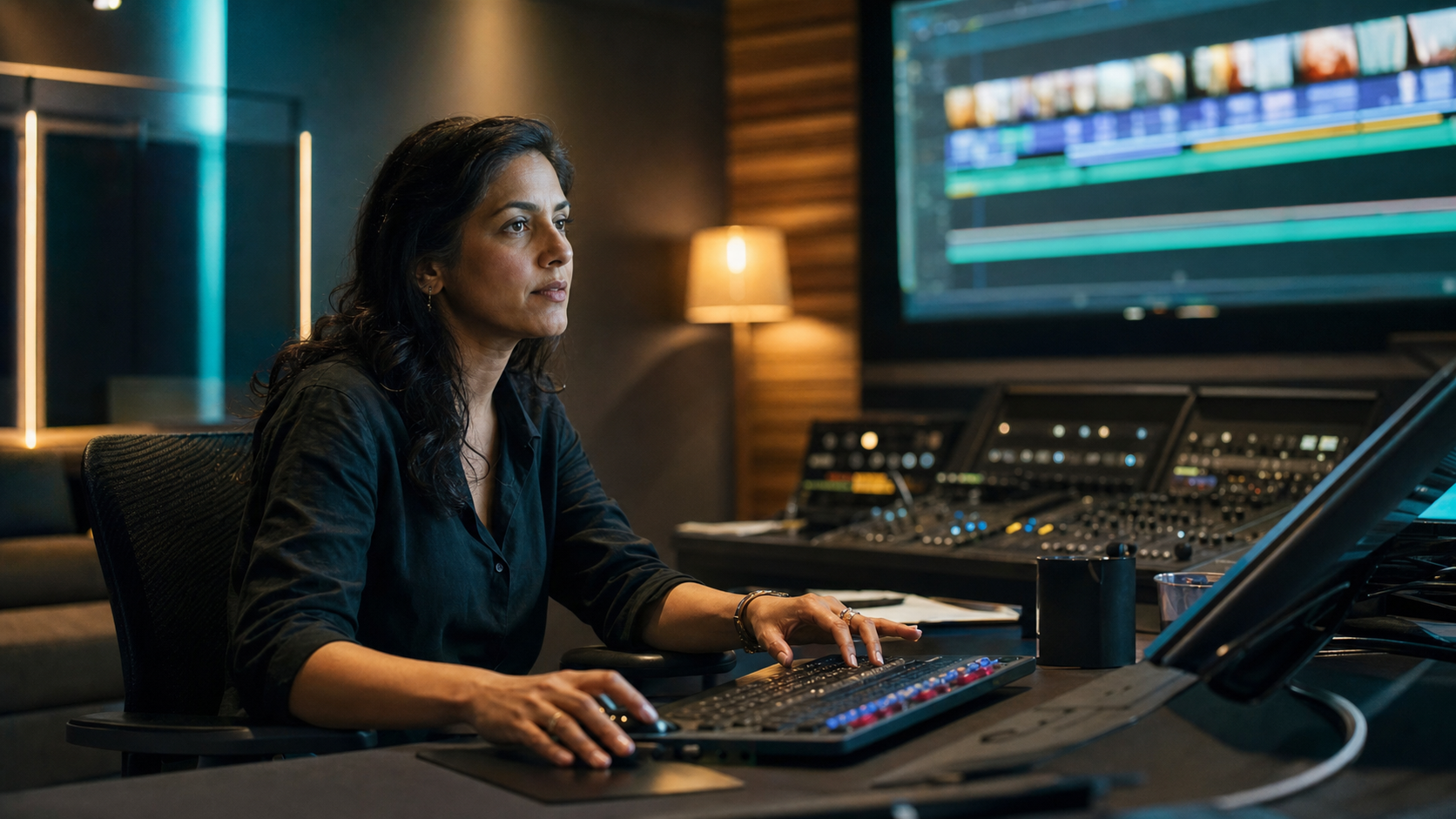 A professional editor shaping a television commercial